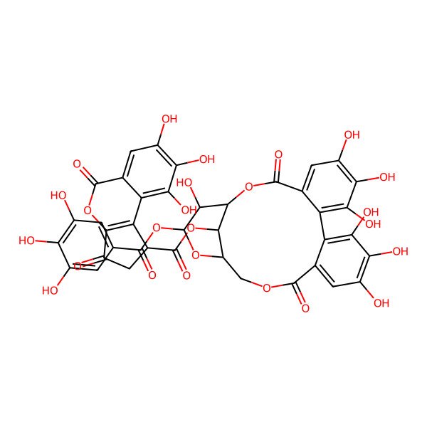 2D Structure of [(1R,19R,21S,22S,23S)-6,7,8,11,12,13,22-heptahydroxy-3,16-dioxo-21-(3,4,5-trihydroxybenzoyl)oxy-2,17,20-trioxatetracyclo[17.3.1.04,9.010,15]tricosa-4,6,8,10,12,14-hexaen-23-yl] (1R)-7,8,9-trihydroxy-3,5-dioxo-1,2-dihydrocyclopenta[c]isochromene-1-carboxylate