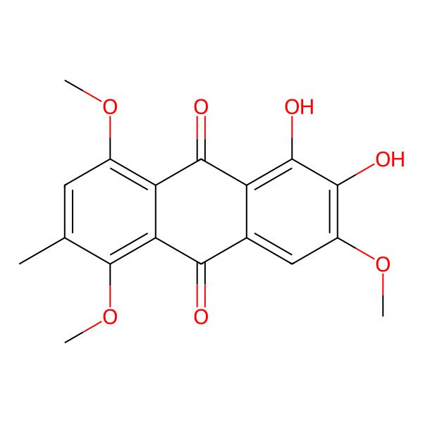 2D Structure of 5,6-Dihydroxy-2-methyl-1,4,7-trimethoxyanthracene-9,10-dione