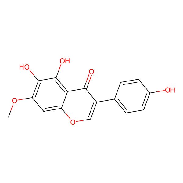 2D Structure of 5,6-Dihydroxy-3-(4-hydroxyphenyl)-7-methoxychromen-4-one