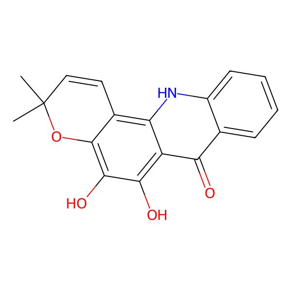 2D Structure of 5,6-dihydroxy-3,3-dimethyl-12H-pyrano[2,3-c]acridin-7-one