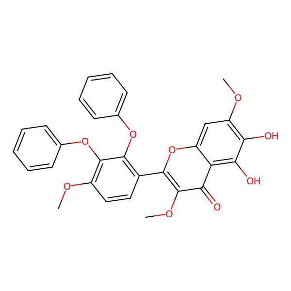 2D Structure of 5,6-Dihydroxy-3,7-dimethoxy-2-(4-methoxy-2,3-diphenoxyphenyl)chromen-4-one 2D Structure of 5,6-Dihydroxy-3,7-dimethoxy-2-(4-methoxy-2,3-diphenoxyphenyl)chromen-4-one