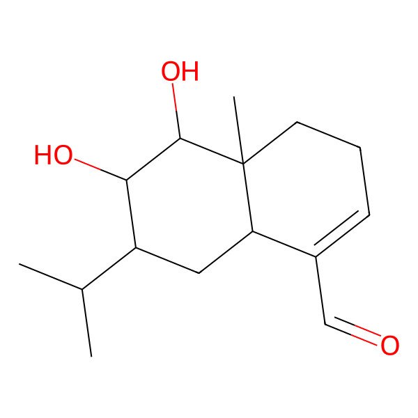 2D Structure of 5,6-dihydroxy-4a-methyl-7-propan-2-yl-4,5,6,7,8,8a-hexahydro-3H-naphthalene-1-carbaldehyde