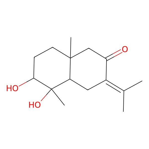 2D Structure of 5,6-Dihydroxy-5,8a-dimethyl-3-propan-2-ylidene-1,4,4a,6,7,8-hexahydronaphthalen-2-one