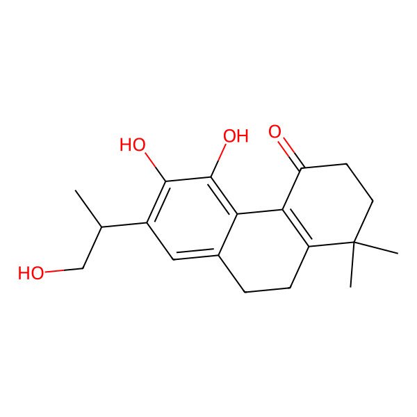 2D Structure of 5,6-dihydroxy-7-[(2R)-1-hydroxypropan-2-yl]-1,1-dimethyl-2,3,9,10-tetrahydrophenanthren-4-one