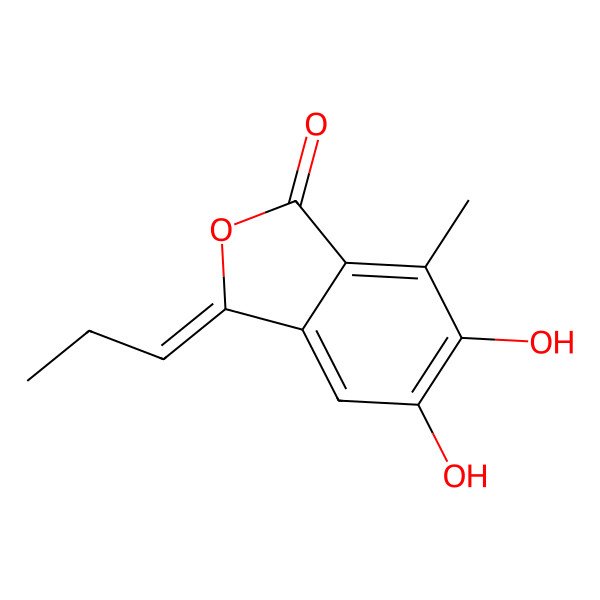 2D Structure of 5,6-Dihydroxy-7-methyl-3-propylidene-2-benzofuran-1-one