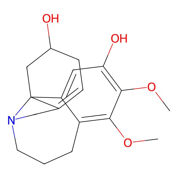 2D Structure of 5,6-Dimethoxy-11-azatetracyclo[9.7.0.01,14.02,7]octadeca-2,4,6,14-tetraene-4,17-diol