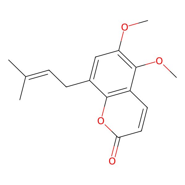 2D Structure of 5,6-Dimethoxy-8-(3-methylbut-2-enyl)chromen-2-one
