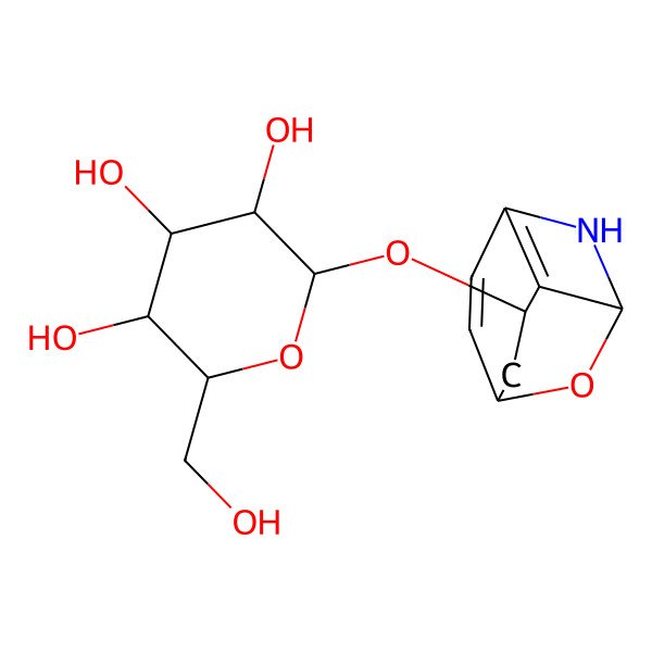 2D Structure of (2R,3S,4S,5R,6R)-2-(hydroxymethyl)-6-[[(1S,6R,8S)-10-oxa-2-azatricyclo[4.3.1.03,9]deca-3(9),4-dien-8-yl]oxy]oxane-3,4,5-triol