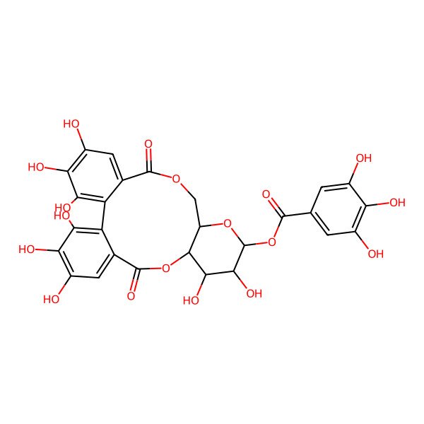 2D Structure of [(10R,11S,12S,13R,15S)-3,4,5,11,12,21,22,23-octahydroxy-8,18-dioxo-9,14,17-trioxatetracyclo[17.4.0.02,7.010,15]tricosa-1(23),2,4,6,19,21-hexaen-13-yl] 3,4,5-trihydroxybenzoate