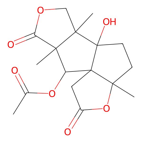 2D Structure of [(1S,2R,3S,7S,8S,11S)-8-hydroxy-3,7,11-trimethyl-4,13-dioxo-5,12-dioxatetracyclo[6.6.0.01,11.03,7]tetradecan-2-yl] acetate