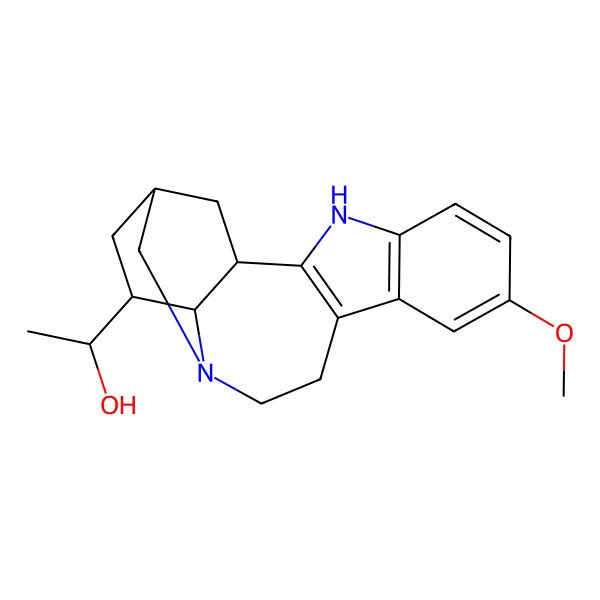 2D Structure of (1R)-1-[(1R,15R,17S,18S)-7-methoxy-3,13-diazapentacyclo[13.3.1.02,10.04,9.013,18]nonadeca-2(10),4(9),5,7-tetraen-17-yl]ethanol