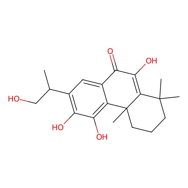2D Structure of 5,6,10-trihydroxy-7-(1-hydroxypropan-2-yl)-1,1,4a-trimethyl-3,4-dihydro-2H-phenanthren-9-one