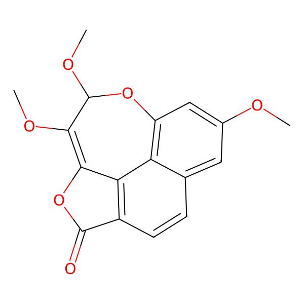 2D Structure of 5,6,10-Trimethoxy-3,7-dioxatetracyclo[6.6.2.04,15.012,16]hexadeca-1(15),4,8(16),9,11,13-hexaen-2-one