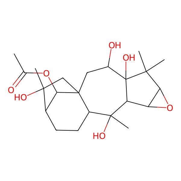 2D Structure of 5,6,10,16-Tetrahydroxy-2,3-epoxygrayanotoxan-14-yl acetate