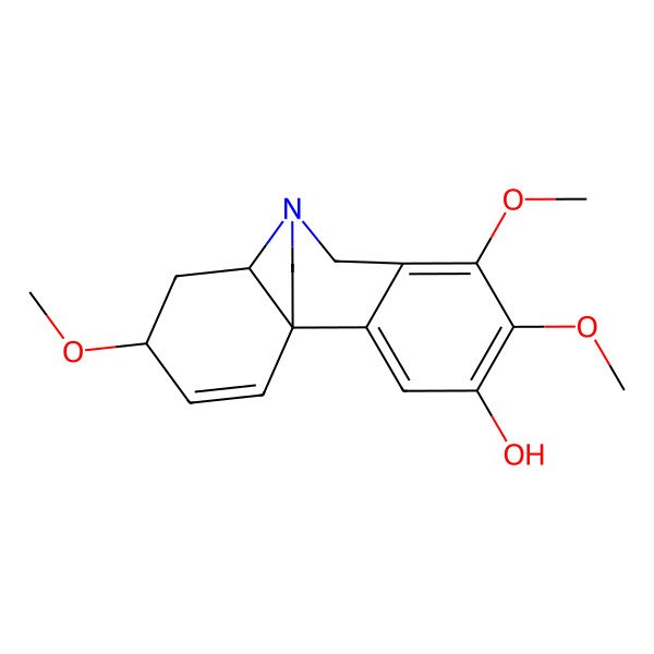 2D Structure of 5,6,12-Trimethoxy-9-azatetracyclo[7.5.2.01,10.02,7]hexadeca-2,4,6,13-tetraen-4-ol