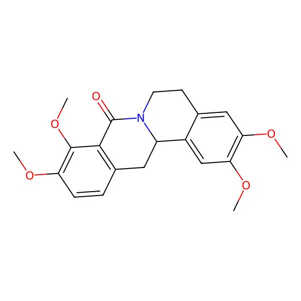 2D Structure of 5,6,13,13a-Tetrahydro-2,3,9,10-tetramethoxy-8h-dibenzo[a,g]quinolizin-8-one