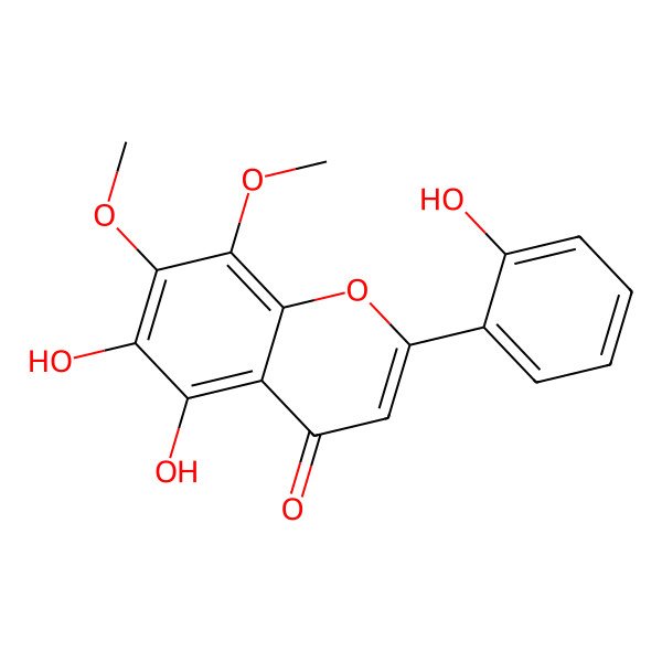 2D Structure of 5,6,2'-Trihydroxy-7,8-dimethoxyflavone 2D Structure of 5,6,2'-Trihydroxy-7,8-dimethoxyflavone