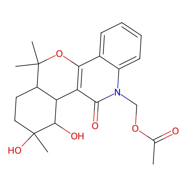 2D Structure of [(6aR,9R,10S,10aR)-9,10-dihydroxy-6,6,9-trimethyl-11-oxo-7,8,10,10a-tetrahydro-6aH-isochromeno[4,3-c]quinolin-12-yl]methyl acetate