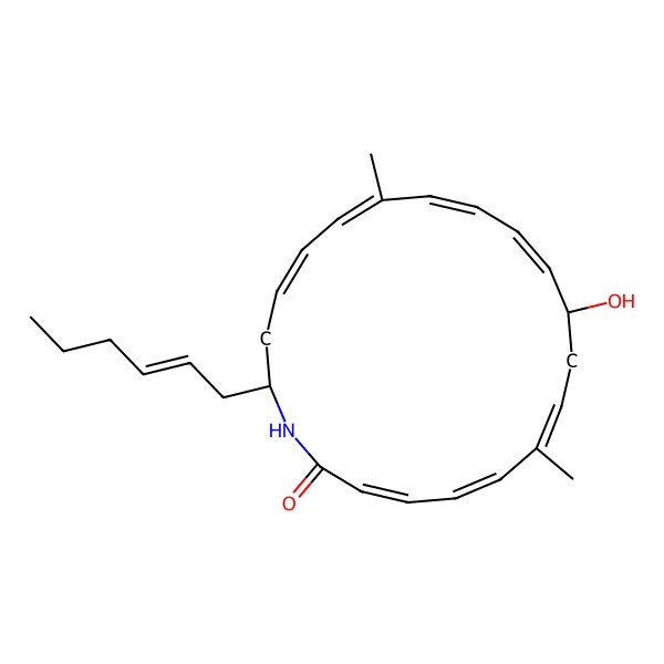 2D Structure of (3E,5E,7E,11Z,13E,15E,17E)-20-[(E)-Hex-2-enyl]-10-hydroxy-7,15-dimethyl-1-azacycloicosa-3,5,7,11,13,15,17-heptaen-2-one