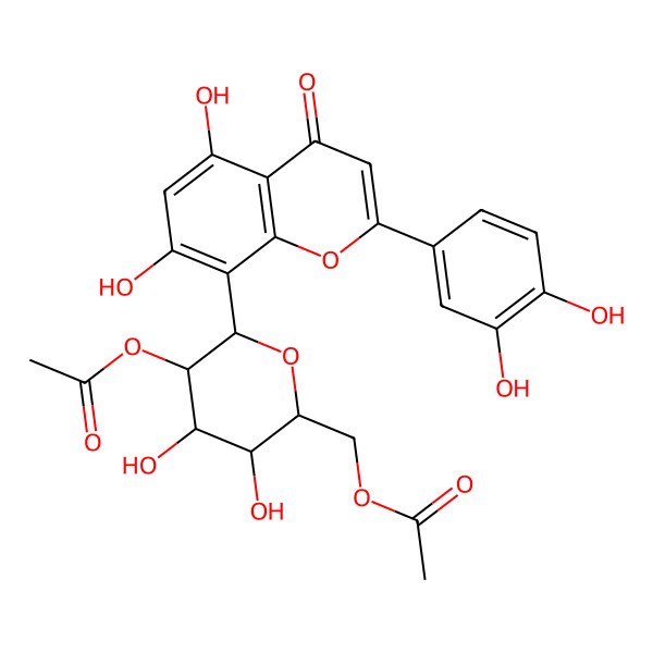 2D Structure of 8-(2,6-Di-O-acetyl-beta-D-glucopyranosyl)-2-(3,4-dihydroxyphenyl)-5,7-dihydroxy-4H-1-benzopyran-4-one