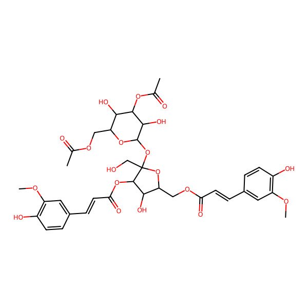 2D Structure of (3,6-di-O-feruloyl)-beta-D-fructofuranosyl-(3,6-di-O-acetyl)-alpha-D-glucopyranoside