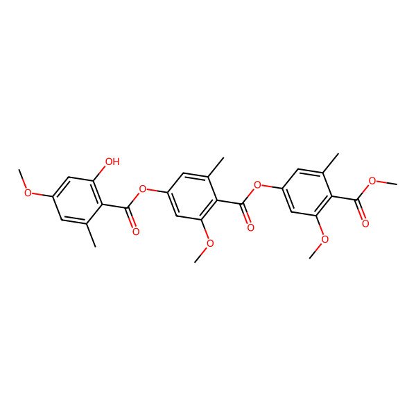 2D Structure of [3-Methoxy-4-(3-methoxy-4-methoxycarbonyl-5-methylphenoxy)carbonyl-5-methylphenyl] 2-hydroxy-4-methoxy-6-methylbenzoate