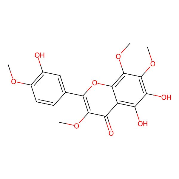 2D Structure of 5,6,3'-Trihydroxy-3,7,8,4'-tetramethoxyflavone 2D Structure of 5,6,3'-Trihydroxy-3,7,8,4'-tetramethoxyflavone
