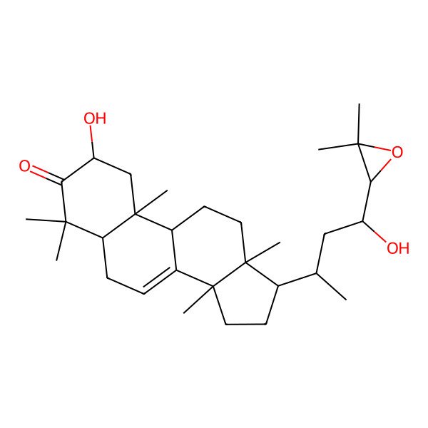 2D Structure of (2R,5R,9R,10R,13S,14S,17S)-17-[(2S,4R)-4-[(2S)-3,3-dimethyloxiran-2-yl]-4-hydroxybutan-2-yl]-2-hydroxy-4,4,10,13,14-pentamethyl-1,2,5,6,9,11,12,15,16,17-decahydrocyclopenta[a]phenanthren-3-one