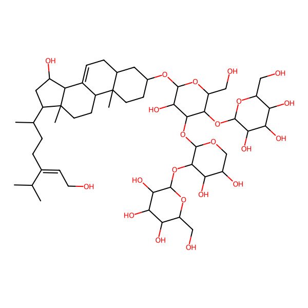 2D Structure of 2-[4-[4,5-dihydroxy-3-[3,4,5-trihydroxy-6-(hydroxymethyl)oxan-2-yl]oxyoxan-2-yl]oxy-5-hydroxy-6-[[15-hydroxy-17-(7-hydroxy-5-propan-2-ylhept-5-en-2-yl)-10,13-dimethyl-2,3,4,5,6,9,11,12,14,15,16,17-dodecahydro-1H-cyclopenta[a]phenanthren-3-yl]oxy]-2-(hydroxymethyl)oxan-3-yl]oxy-6-(hydroxymethyl)oxane-3,4,5-triol