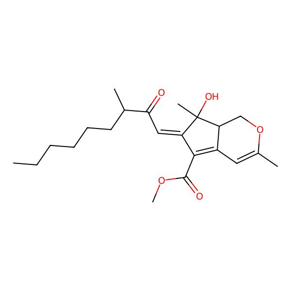2D Structure of methyl (6E,7S,7aR)-7-hydroxy-3,7-dimethyl-6-[(3S)-3-methyl-2-oxononylidene]-1,7a-dihydrocyclopenta[c]pyran-5-carboxylate
