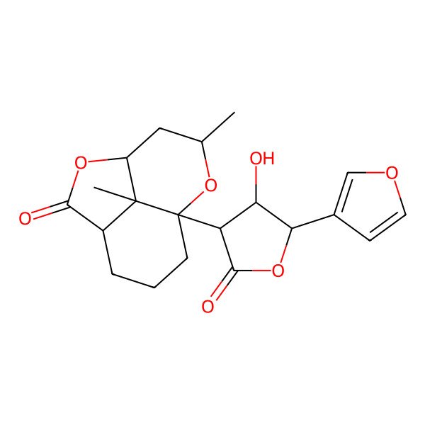 2D Structure of (1S,4R,8R,10R,12S)-8-[(3R,4S,5R)-5-(furan-3-yl)-4-hydroxy-2-oxooxolan-3-yl]-10,12-dimethyl-2,9-dioxatricyclo[6.3.1.04,12]dodecan-3-one