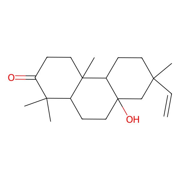 2D Structure of (4aS,4bR,7S,8aR,10aR)-7-ethenyl-8a-hydroxy-1,1,4a,7-tetramethyl-4,4b,5,6,8,9,10,10a-octahydro-3H-phenanthren-2-one 2D Structure of (4aS,4bR,7S,8aR,10aR)-7-ethenyl-8a-hydroxy-1,1,4a,7-tetramethyl-4,4b,5,6,8,9,10,10a-octahydro-3H-phenanthren-2-one