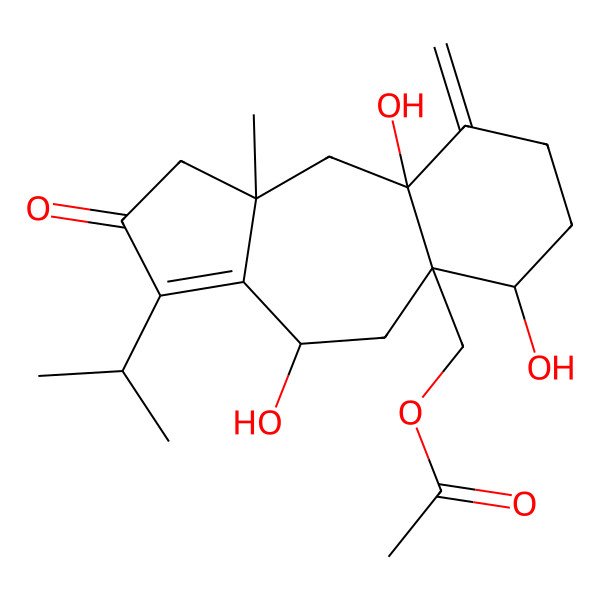 2D Structure of [(4R,5aS,6R,9aS,10aS)-4,6,9a-trihydroxy-10a-methyl-9-methylidene-2-oxo-3-propan-2-yl-4,5,6,7,8,10-hexahydro-1H-benzo[f]azulen-5a-yl]methyl acetate