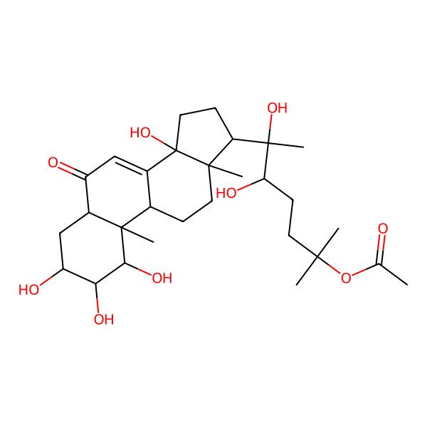 2D Structure of [5,6-dihydroxy-2-methyl-6-(1,2,3,14-tetrahydroxy-10,13-dimethyl-6-oxo-2,3,4,5,9,11,12,15,16,17-decahydro-1H-cyclopenta[a]phenanthren-17-yl)heptan-2-yl] acetate