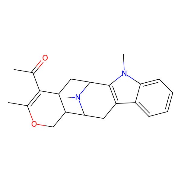 2D Structure of 1-[(1R,12R,13R,18R)-3,16,20-trimethyl-15-oxa-3,20-diazapentacyclo[10.7.1.02,10.04,9.013,18]icosa-2(10),4,6,8,16-pentaen-17-yl]ethanone