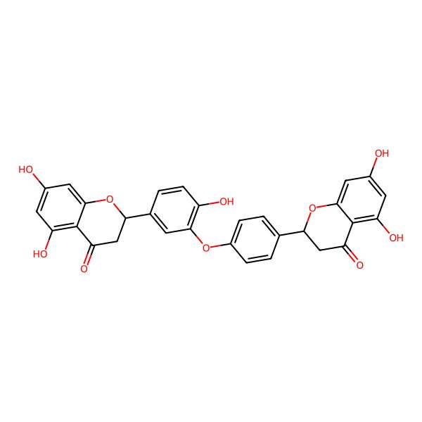 2D Structure of (2S)-2-[4-[5-[(2S)-5,7-dihydroxy-4-oxo-2,3-dihydrochromen-2-yl]-2-hydroxyphenoxy]phenyl]-5,7-dihydroxy-2,3-dihydrochromen-4-one