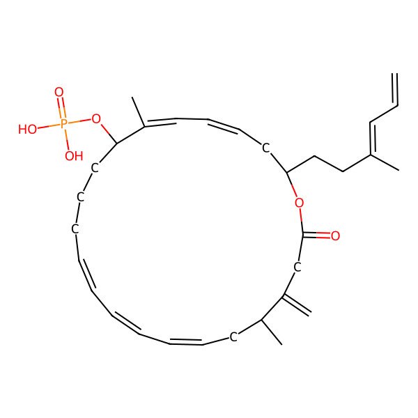 2D Structure of [7,19-Dimethyl-2-(3-methylhexa-3,5-dienyl)-20-methylidene-22-oxo-1-oxacyclodocosa-4,6,12,14,16-pentaen-8-yl] dihydrogen phosphate
