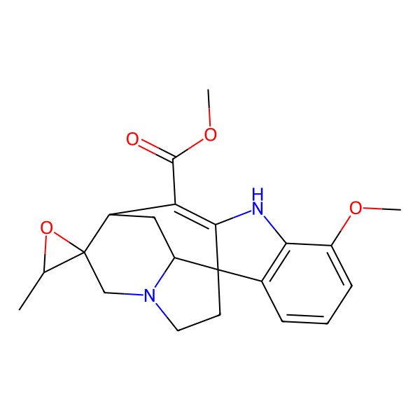 2D Structure of Methyl 6-methoxy-3'-methylspiro[8,14-diazapentacyclo[9.5.2.01,9.02,7.014,17]octadeca-2(7),3,5,9-tetraene-12,2'-oxirane]-10-carboxylate