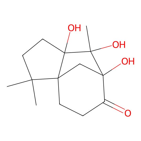 2D Structure of 5,6,7-Trihydroxy-2,2,6-trimethyltricyclo[5.3.1.01,5]undecan-8-one