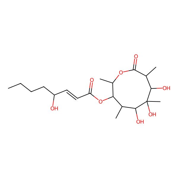 2D Structure of (5,6,7-Trihydroxy-2,4,6,8-tetramethyl-9-oxooxonan-3-yl) 4-hydroxyoct-2-enoate