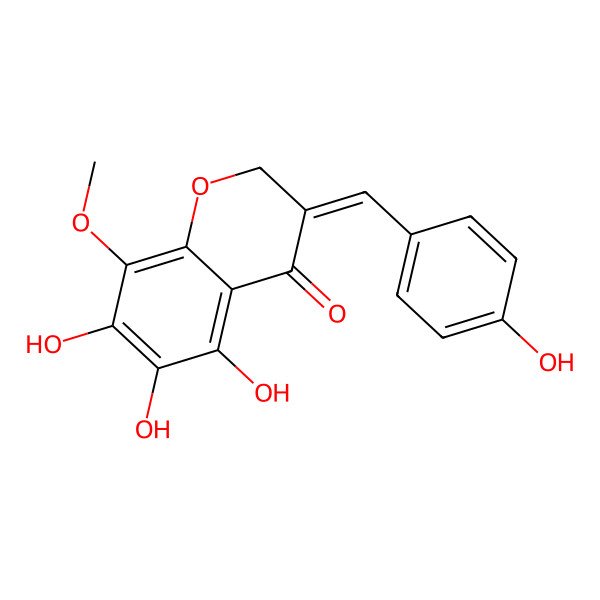 2D Structure of 5,6,7-Trihydroxy-3-[(4-hydroxyphenyl)methylidene]-8-methoxychromen-4-one