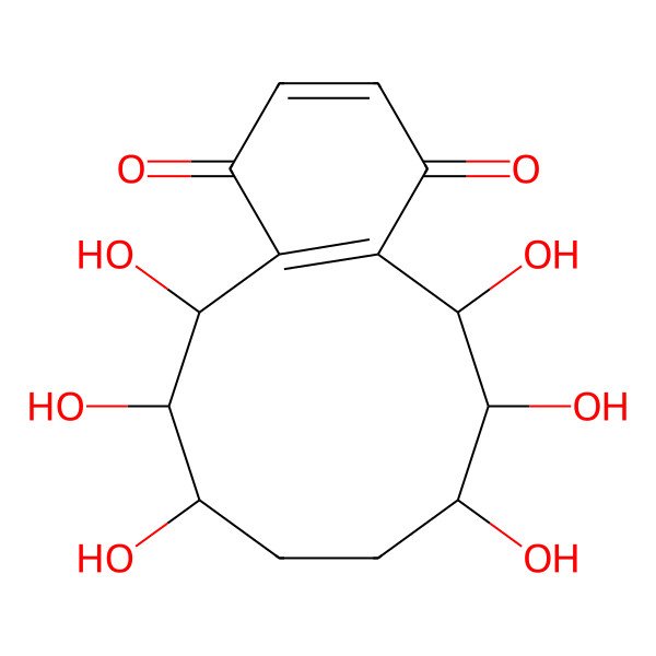 2D Structure of 5,6,7,10,11,12-Hexahydroxy-5,6,7,8,9,10,11,12-octahydrobenzo[10]annulene-1,4-dione