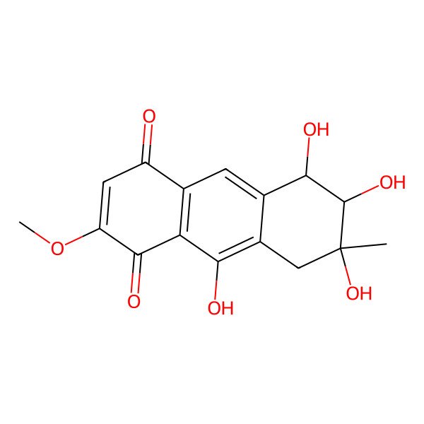 2D Structure of 5,6,7,9-tetrahydroxy-2-methoxy-7-methyl-6,8-dihydro-5H-anthracene-1,4-dione 2D Structure of 5,6,7,9-tetrahydroxy-2-methoxy-7-methyl-6,8-dihydro-5H-anthracene-1,4-dione