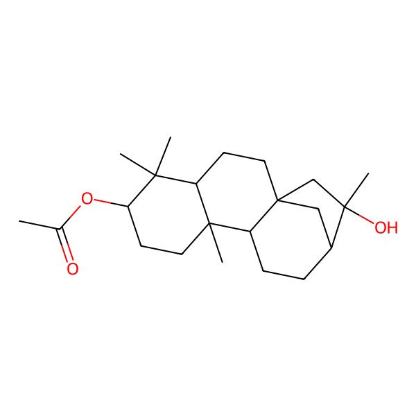 2D Structure of [(1S,4S,6S,9S,10R,13R,14R)-14-hydroxy-5,5,9,14-tetramethyl-6-tetracyclo[11.2.1.01,10.04,9]hexadecanyl] acetate