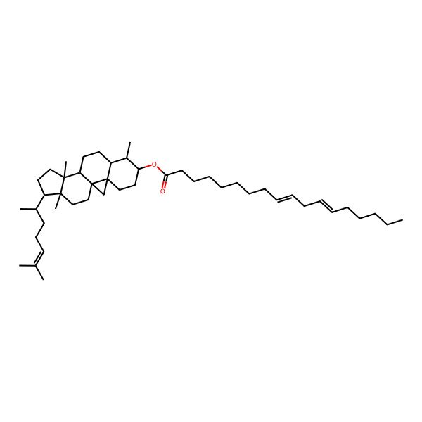 2D Structure of [7,12,16-Trimethyl-15-(6-methylhept-5-en-2-yl)-6-pentacyclo[9.7.0.01,3.03,8.012,16]octadecanyl] octadeca-9,12-dienoate