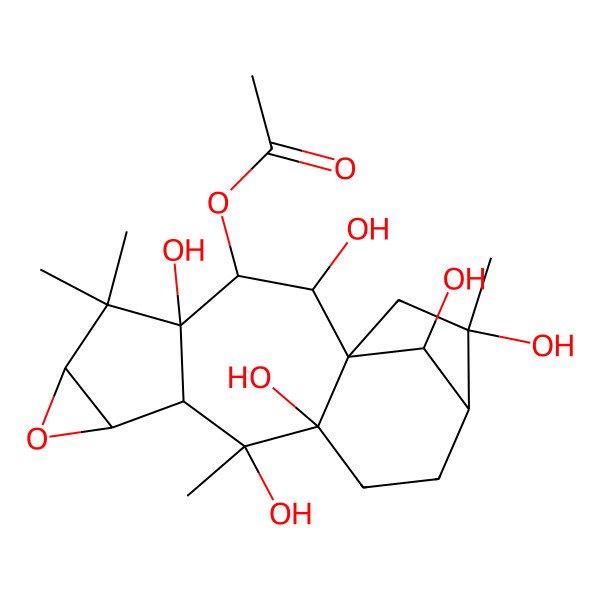 2D Structure of (2,4,10,11,15,17-Hexahydroxy-5,5,10,15-tetramethyl-7-oxapentacyclo[12.2.1.01,11.04,9.06,8]heptadecan-3-yl) acetate