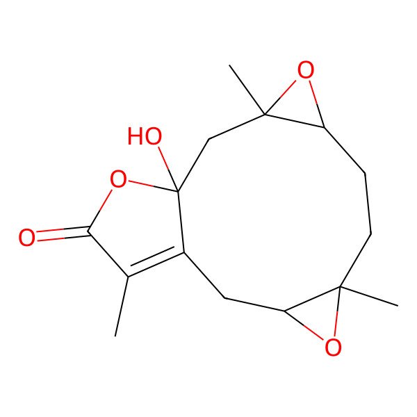2D Structure of (5R,10S,12S)-12-hydroxy-5,10,15-trimethyl-4,9,13-trioxatetracyclo[10.3.0.03,5.08,10]pentadec-1(15)-en-14-one
