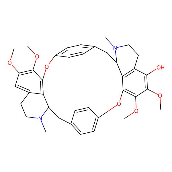 2D Structure of 4,5,19,20-Tetramethoxy-10,25-dimethyl-2,17-dioxa-10,25-diazaheptacyclo[26.2.2.213,16.13,7.118,22.011,36.026,33]hexatriaconta-1(30),3,5,7(36),13(35),14,16(34),18(33),19,21,28,31-dodecaen-6-ol