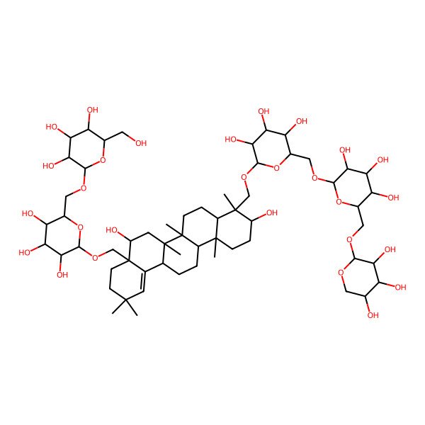 2D Structure of (2R,3R,4S,5S,6R)-2-[[(2R,3S,4S,5R,6R)-6-[[(4aS,5S,6aR,6aR,6bR,8aR,9R,10S,12aR,14aS)-5,10-dihydroxy-2,2,6a,6b,9,12a-hexamethyl-9-[[(2R,3R,4S,5S,6R)-3,4,5-trihydroxy-6-[[(2R,3R,4S,5S,6R)-3,4,5-trihydroxy-6-[[(2S,3R,4S,5R)-3,4,5-trihydroxyoxan-2-yl]oxymethyl]oxan-2-yl]oxymethyl]oxan-2-yl]oxymethyl]-3,4,5,6,6a,7,8,8a,10,11,12,13,14,14a-tetradecahydropicen-4a-yl]methoxy]-3,4,5-trihydroxyoxan-2-yl]methoxy]-6-(hydroxymethyl)oxane-3,4,5-triol