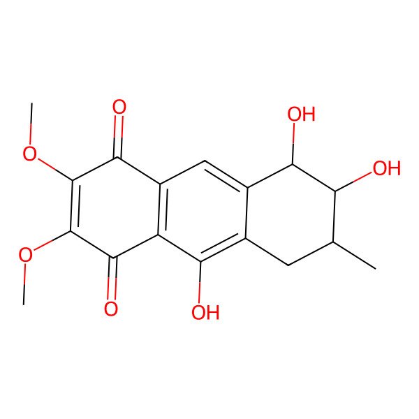 2D Structure of 5,6,9-Trihydroxy-2,3-dimethoxy-7-methyl-5,6,7,8-tetrahydroanthracene-1,4-dione